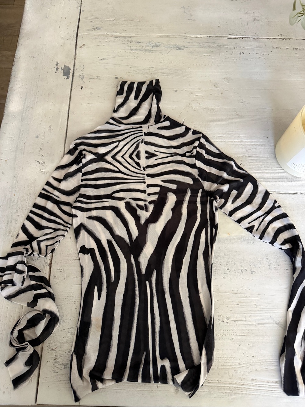 AFRM Black and White Zebra Print Turtleneck Top